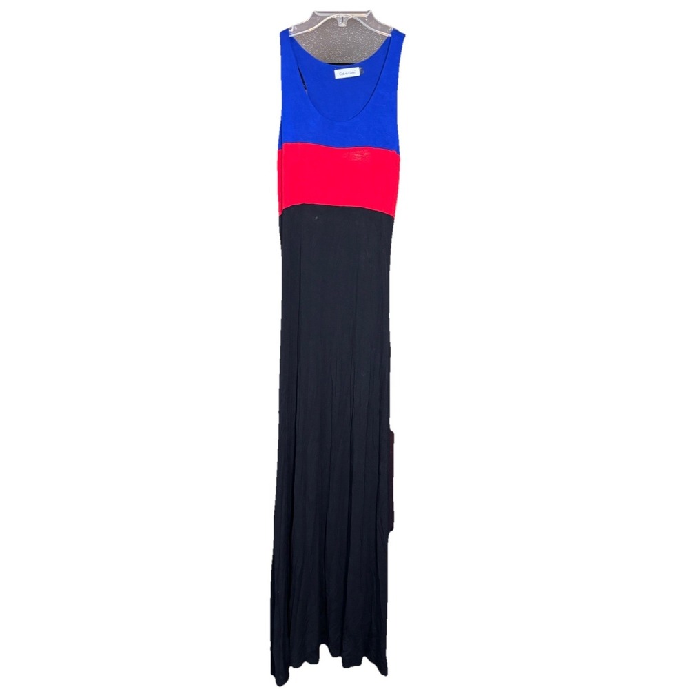 Calvin Klein Women's Colorblock Sleeveless Maxi Dress Blue Red Black Size 2
